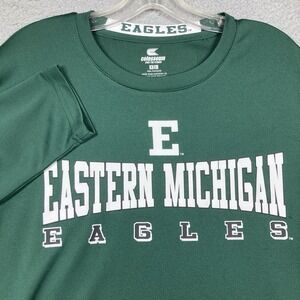 Eastern Michigan Eagles Shirt Adult XL Green Long Sleeve Lightweight‎ Polyester